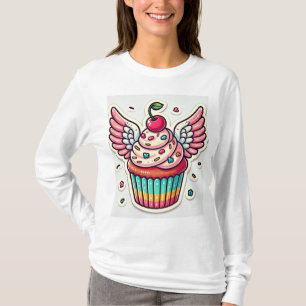 Camiseta Bonito Whimsy - Cupcake com Design Wings Sticker
