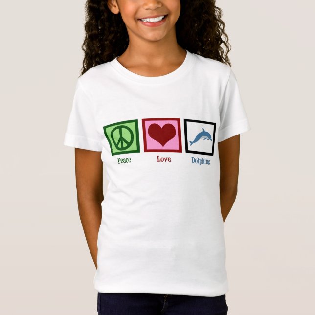 Camiseta Bonitona de Golfinhos Bonita de Amor pela Paz (Frente)