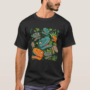 Camiseta Bonitos Dinossauros Coleção De Dinos Crianças T-Re