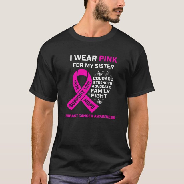 Camiseta Bonitos Presentes Que Visto Rosa Para O Cancer Da  (Frente)