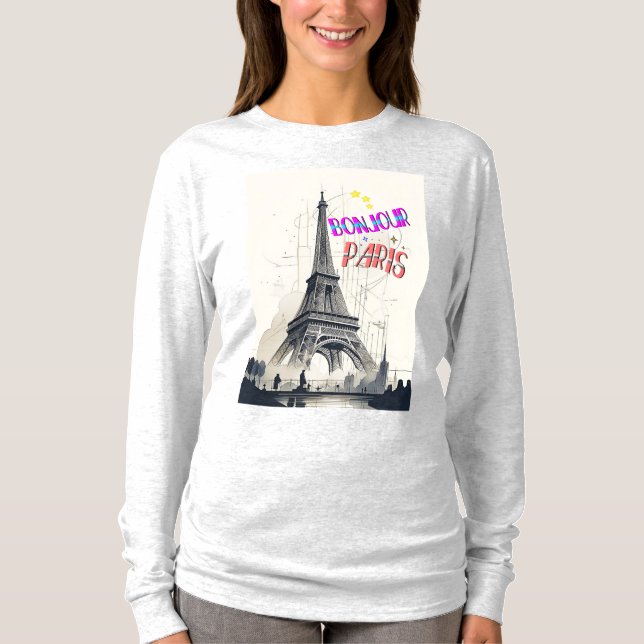 Camiseta Bonjour Colorful Paris (Frente)
