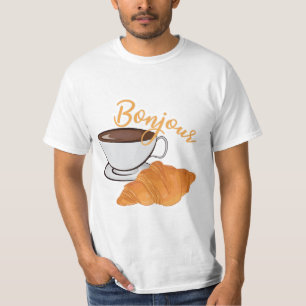 Camiseta Bonjour Croissant Coffee Breakfast - Café Francês