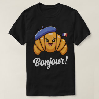 Camiseta Bonjour Cute French Croissant Shirt