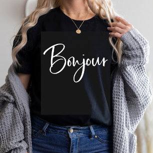 Camiseta Bonjour Escuro francês legante e moderno