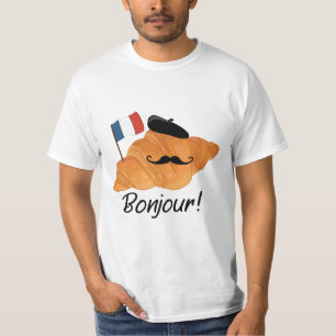 Camiseta Bonjour French Croissant - França Comida Engraçada
