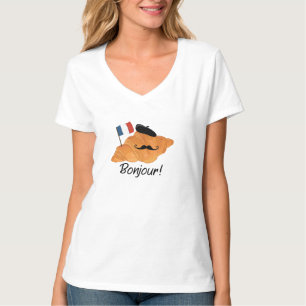 Camiseta Bonjour French Croissant - França Comida Engraçada