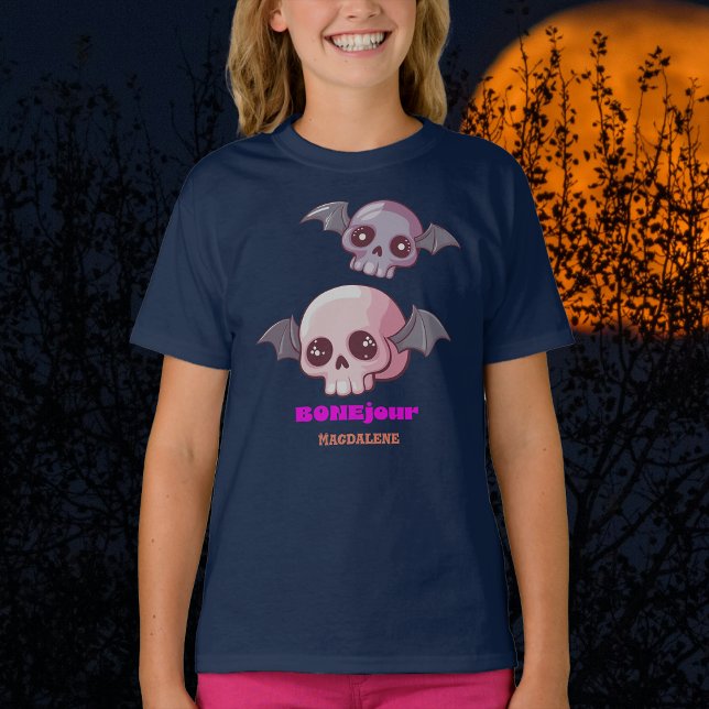 Camiseta Bonjour Pun Halloween, Engraçado (Criador carregado)
