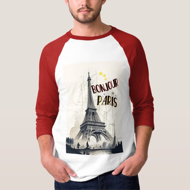 Camiseta Bonjour Skyline Marathon Paris (Frente)