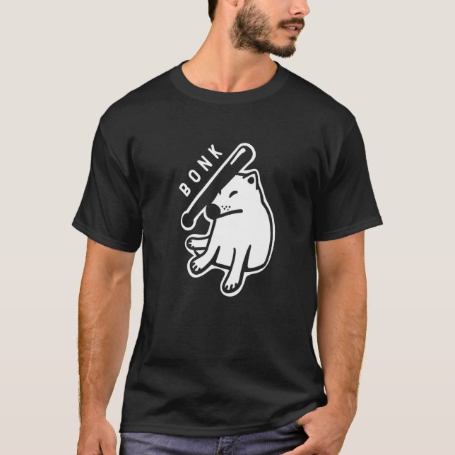 Camiseta Bonk action on Shiba Inu dogo. Minimal, stylized a (Frente)
