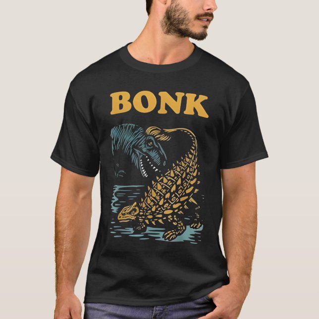 Camiseta Bonk Dinosaur Engraçado Design de Humor Pré-Histór (Frente)
