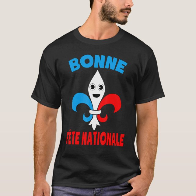 Camiseta Bonne Fte Nationale French Bastille Day Fleur-de-l (Frente)