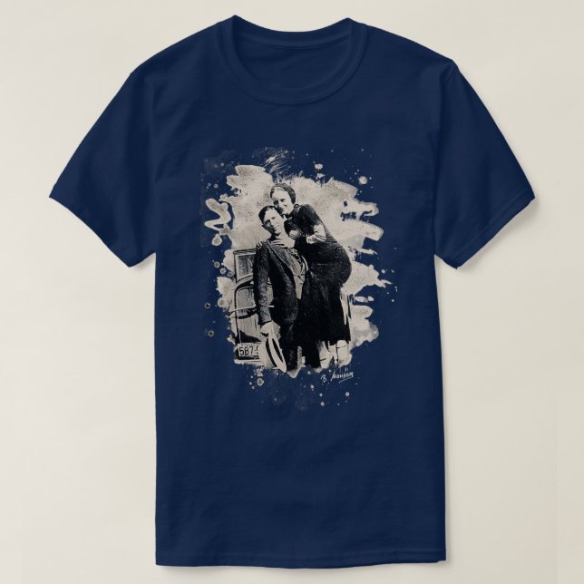 Camiseta Bonnie amp Clyde desolou o olhar (Frente do Design)