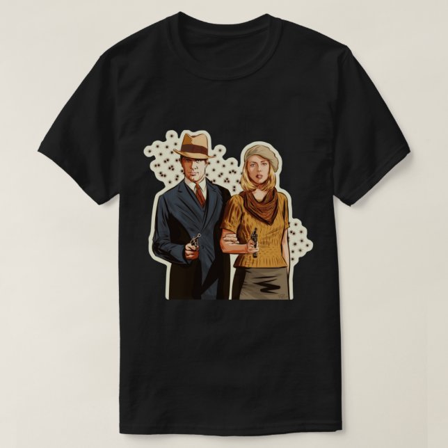 Camiseta Bonnie e Clyde - Uma ilustração de Paul Cemmick (Frente do Design)