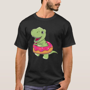 Camiseta Bons Animais Engraçados De Dinossauro Rex Na Rosqu