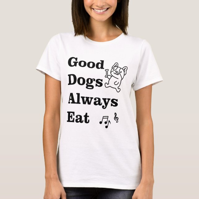 Camiseta Bons Cães Sempre Comem Teoria Musical GDAE (Frente)