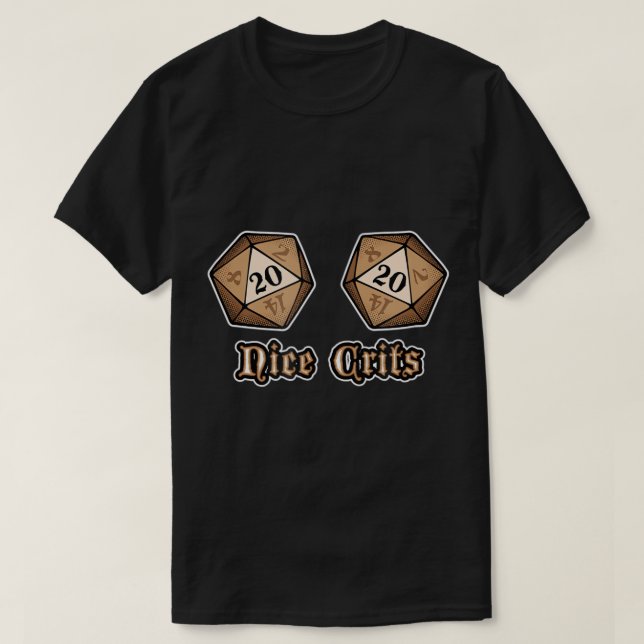Camiseta Bons Crits - Engraçado D20 Dice, RPG, Dungeon (Frente do Design)