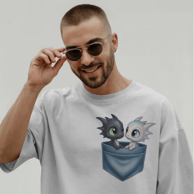 Camiseta Bons Dragões Fantásticos em Bolso | Bebê Dragão Du (Toothless.LightFury.HTTYD.HowToTrainYourDragon.DragonLovers.CoupleShirts.BestFriendTees)
