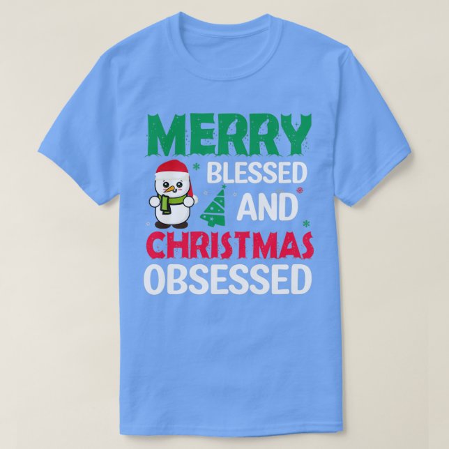 Camiseta Bons presentes de natal, Feliz abençoada e Natal (Frente do Design)
