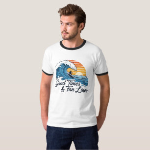 Camiseta Bons tempos e linhas de bronzeamento Pôr do Sol