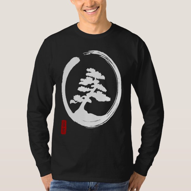 Camiseta Bonsai Bonsai Zen Circle Japan Kanji Buddhist Medi (Frente)