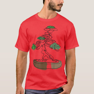 Camiseta Bonsai Motif Desenho De Arte De Linha Zen De Árvor