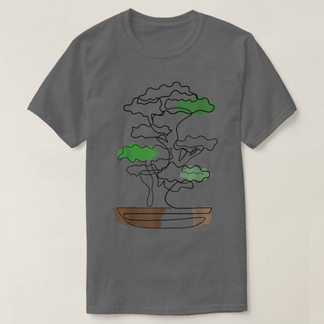 Camiseta Bonsai Motif Desenho De Arte De Linha Zen De Árvor (Frente do Design)