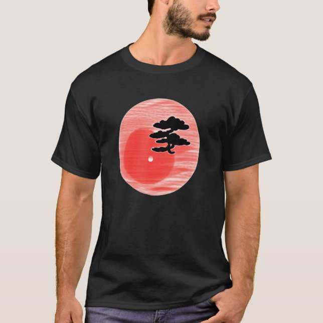 Camiseta Bonsai Tree Japanese Calligraphy Zen Gardens Aesth (Frente)