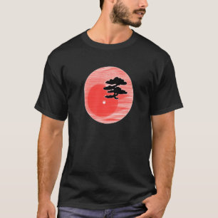 Camiseta Bonsai Tree Japonês Calligrafia Zen Gardens Aesth