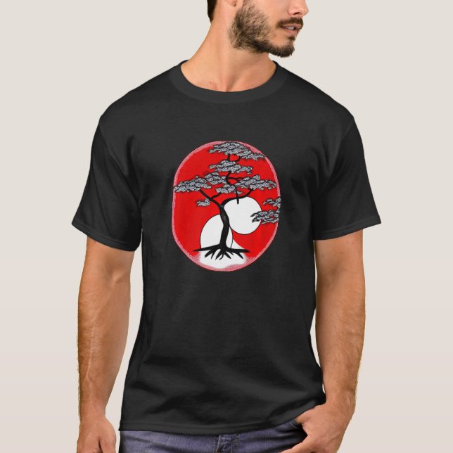 Camiseta Bonsai Tree Japonês Calliografia Garden Plant Natu (Frente)