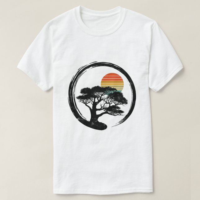Camiseta Bonsai Tree Japonês Retro Gift Budista (Frente do Design)