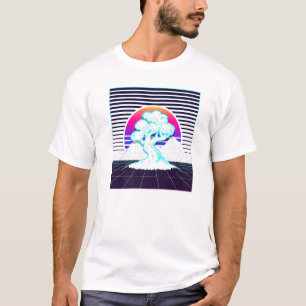 Camiseta Bonsai Tree Japonês Zen Synthwave Sun Vaporwave A