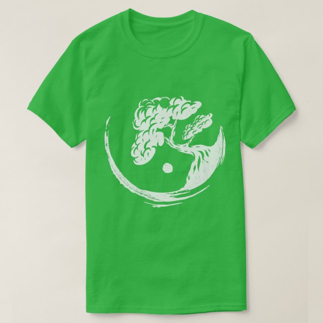 Camiseta Bonsai Tree Yin Yang Japan Buddha Yoga Meditation  (Frente do Design)