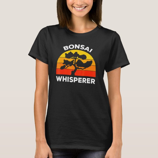Camiseta Bonsai Whisperer Retro Sunset Bonsai Master (Frente)