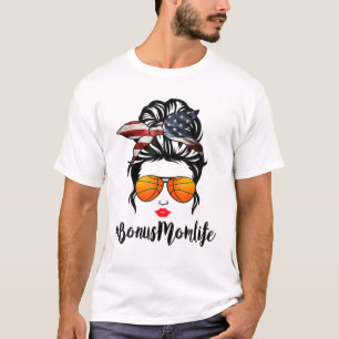 Camiseta Bônus de basquete Mãe Vida Mensagem Bandeira Ame