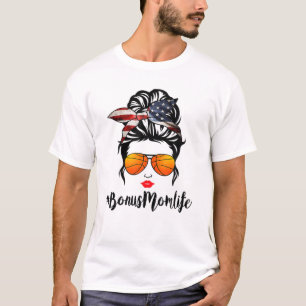 Camiseta Bônus de basquete Mãe Vida Mensagem Bandeira Ame