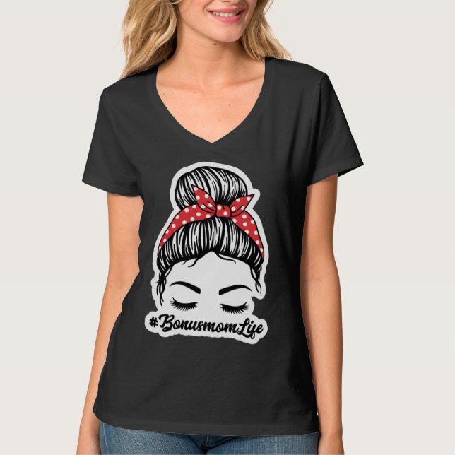 Camiseta Bonus Mom Life Second Mom Mothers Day Motherhood S (Frente)