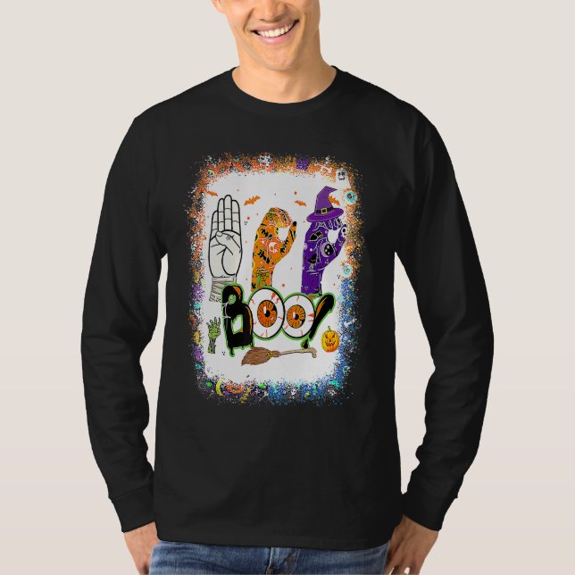 Camiseta Boo American Sign Language ASL Deaf Halloween Cost (Frente)