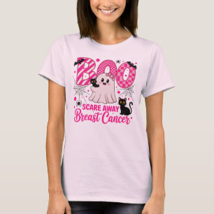 Camiseta Boo Assusta O Fantasma E Gatos De Cancer De Mama