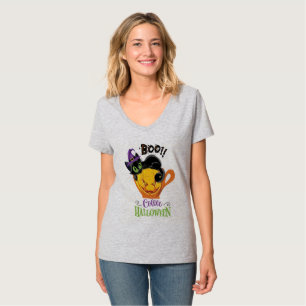 Camiseta Boo Black Cat, Assustador Pumpkin Café Halloween
