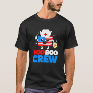 Camiseta Boo Boo Crew American Flag 4 De Julho Onu Enfermei