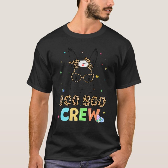 Camiseta Boo Boo Crew Bunny Enfermeira Páscoa Vida Vidro-Le (Frente)