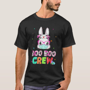 Camiseta Boo Boo Crew Bunny Nurn Páscoa Floral Máscara Glas