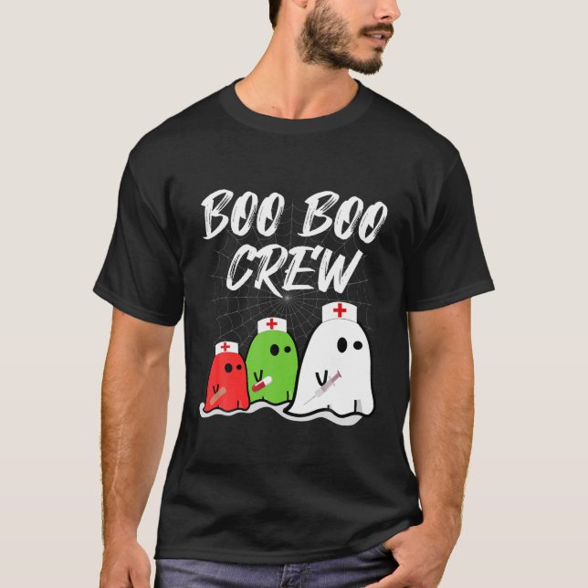 Camiseta Boo Boo Crew Enfermeira Enfermeira Halloween Hospi (Frente)