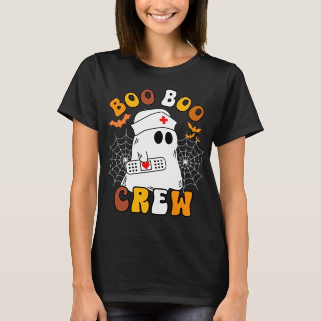 Camiseta Boo Boo Crew Enfermeira Entusiasmada Ghost Hallowe (Frente)