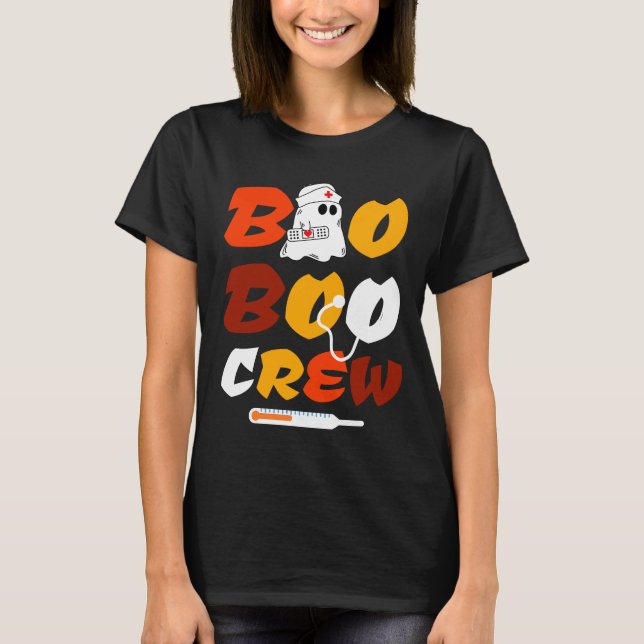 Camiseta Boo Boo Crew Enfermeira Entusiasmada Ghost Hallowe (Frente)