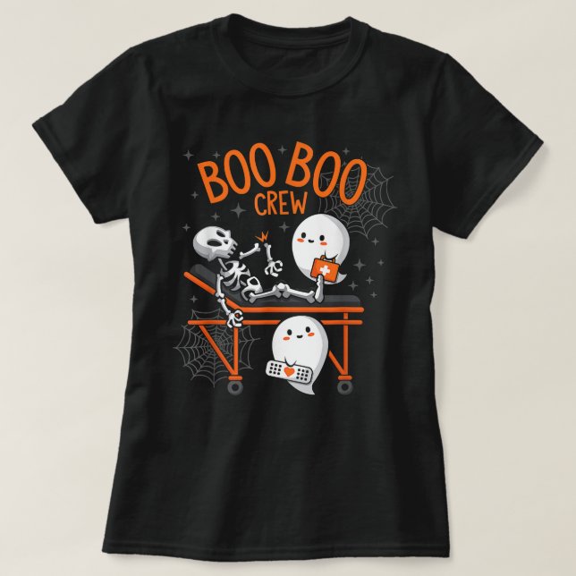 Camiseta Boo Boo Crew Ghost Doutor paramédico EMT Nurn Hall (Frente do Design)