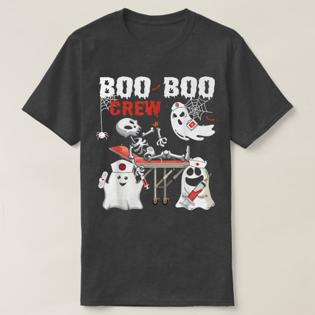 Camiseta Boo Boo Crew Ghost Doutor paramédico EMT Nurn Hall (Frente do Design)