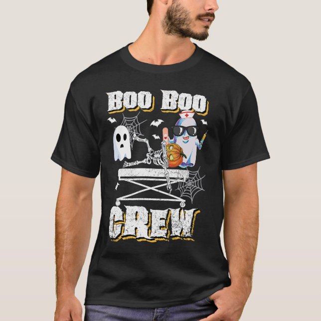 Camiseta Boo Boo Crew Ghost EMS paramédico Enfermeiro Hallo (Frente)