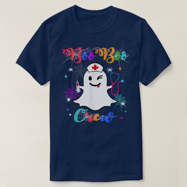 Camiseta Boo Boo Crew Ghost Engraçado EMS EMT Enfermeiro pa (Frente do Design)