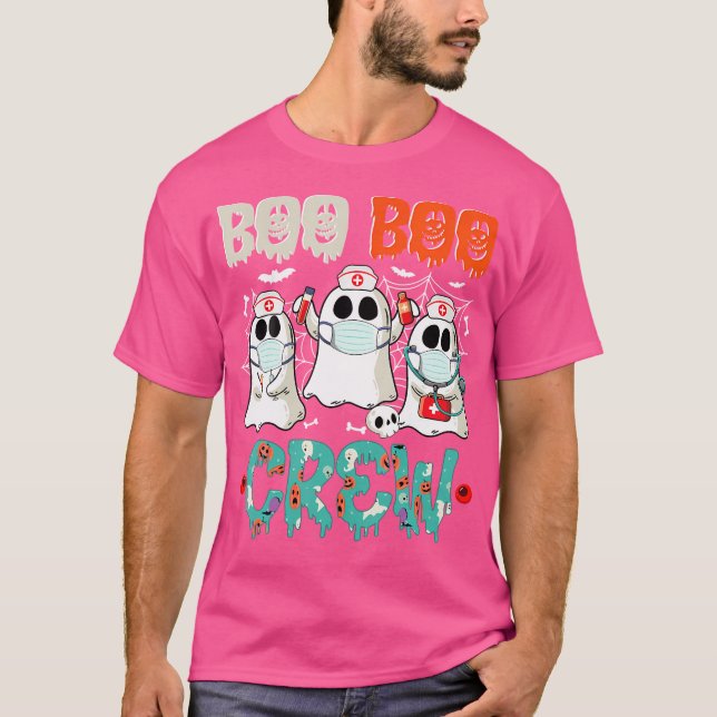 Camiseta Boo Boo Crew Ghost Médico paramédico Emt Nurn Hall (Frente)